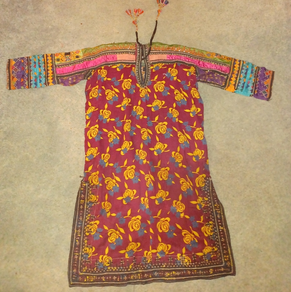 Handmade tunic with sewn in mirrors, beads and sequins
